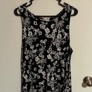 Old Navy Black and White Floral Tank Top